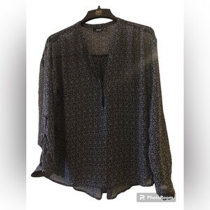 ANA Black and White Sheer Blouse Size XL